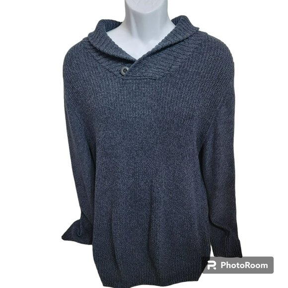 Urban Pipeline Sweater, Men Large, Gray Ribbed, Thick, Button Cowl Neck, EUC - Picture 1 of 11
